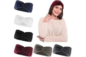 AIPAIDE Stirnband Damen 6 Stück Kopfband Winter Häkeln Stirnbänder Gestrickt Haarband Ohrwärmer für Frauen Mädchen,6 Farben