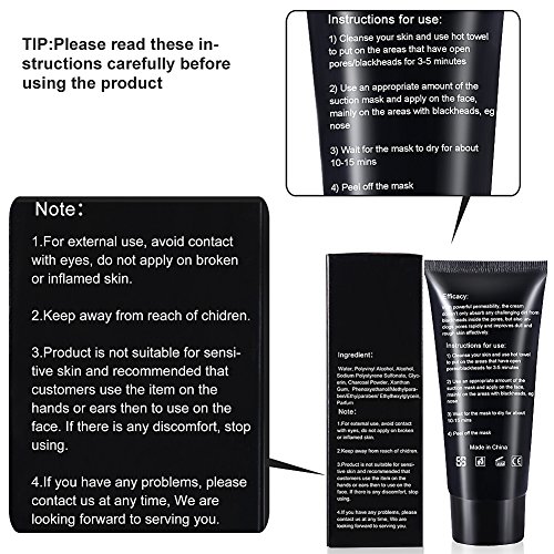 Peel off Maske, Black Mask Mitesser, Black Head Maske, Mitesser Gesichtsmaske, Gesichtsmasken Schwarz Black Mask, Blackhead Remover Mask, Black Mud Mask Mitesser, ToullGo® Peel off Maske Tiefenreinigung Pore Acne Peel Purifying Black Head anti Akne Reißen-Typ Mask Blackhead Killer (60g) - 6
