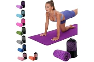 Oaygat Yoga Towel Sweat Absorbent Non-slip Yoga Towel Quick-drying Yoga Mat with Grip Dots Cloth Breathable Yoga Mat Super Soft Sweat Absorbent Microfiber Mat Towel With Mesh Carrying Bag…
