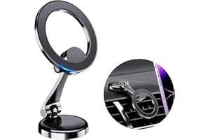 PROfezzion Mag Bezpieczny uchwyt samochodowy, magnetyczny uchwyt na telefon komórkowy z obrotem o 360 stopni i nachyleniem o 180 stopni, z samoprzylepną podkładką 3M, zaprojektowany dla iPhone'a 15,