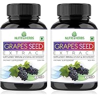 Nutriherbs Grapes Seed Extract Support Immune System & Antioxidant Supplement 500 mg 90 Capsules (Pack of 2)