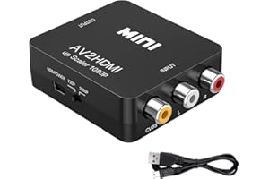 MEETTIKEY Adaptateur AV vers Hdmi, Mini Convertisseur De Signal Audio VidéO AV vers Hdmi, Prise en Charge 720/1080p, Adaptateur RCA vers hdmi, Adapté pour Pc/Stb/MagnéToscope/DVD/TV (Noir)