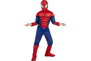 RUBIE'S SPIDER-MAN - Marvel officiel - Déguisement Enfant de Luxe Spider-Man. Tailles 3 à 8 ans. Costume avec Combinaison Muscles Rembourrés Attache Velcro + Cagoule + Couvre-Bottes Intégrés