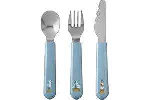 Mepal – Set di posate per bambini 3 pezzi – Sailors Bay – posate per bambini – set di posate per bambini con forchetta, coltello, cucchiaio per bambini – lavabile in lavastoviglie