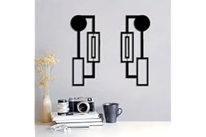 DUOOLN 2 Pcs Black Abstract Metal Wall Art, Minimalist Décor Single Line Art Wall Décor, 3D Textured Modern Geometrical Metal Wall Sculptures, for Living Room Bedroom Bathroom Study Room Home Decor