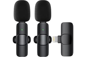 SUUWEE Wireless Microphones, 2 Pack Wireless Microphone for iPhone iPad, Plug-Play Microphone Wireless Lavalier Microphone for Recording,Live Stream,YouTube,Facebook,TikTok