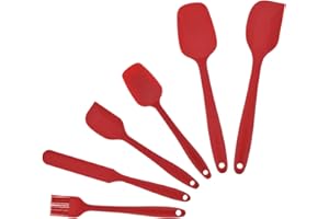 FUKTSYSM Silicone Spatula - New 6 Pcs Silicone Spatula 446°F Heat Resistant Seamless Rubber Spatulas with Stainless Steel Core Kitchen Utensils Non Stick for Cooking, Baking and Mixing