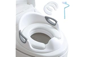 NUKIED Réducteur de Wc - Reducteur Toilette Enfant |Siège Toilette Wc Enfant|Rehausseur Wc Enfant avec Poignée et Dossier|Adaptateur Wc Enfant |Tampons PU souples*2, Brosse*1