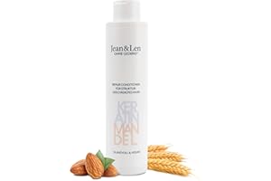 Jean & Len Odżywka do włosów z keratyną i migdałami, do włosów zniszczonych strukturą, ujędrnia puszenie się włosów i nadaje połysk, odżywka do włosów z keratyną roślinną, bez parabenów i silikonów,