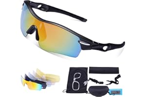 Carfia Mens Womens Polarized Sunglasses for Sports Outdoor Driving Baseball Running Skiing Snowboarding Cycling Glasses Ski Goggles with 5 Exchangeable Lens