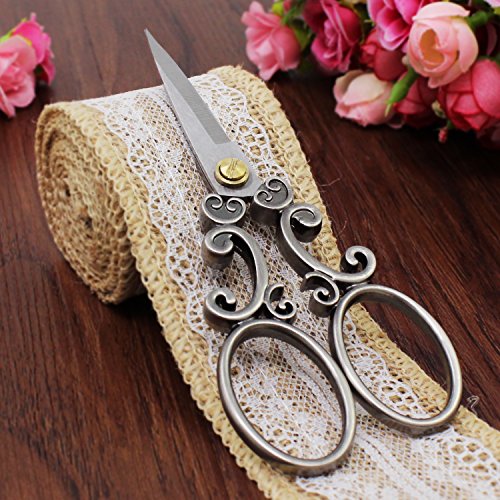 Psmgoods® Vintage Antik Edelstahl Kreuzstich Antik Nähen Schere Scheren Old Style Look Bronze DIY (Scissor 2R Black Silver) - 3