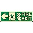 CLICKFORSIGN Glow in Dark Fire Exit Signboard Left Arrow, 300 x 100 mm Pack of 4