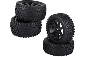 Dilwe RC Car Gummireifen, 4 Stück Universal für alle 1/10 RC Auto, RC Truck Gummireifen Rad Reifen Zubehörteile für 1/10 ZD Racing Crawler Car, Schwarz
