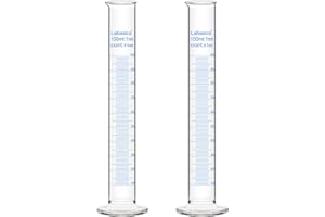Labasics 2-Pack 100 ml Borosilicate Glass Graduated Cylinder Measuring Cylinder
