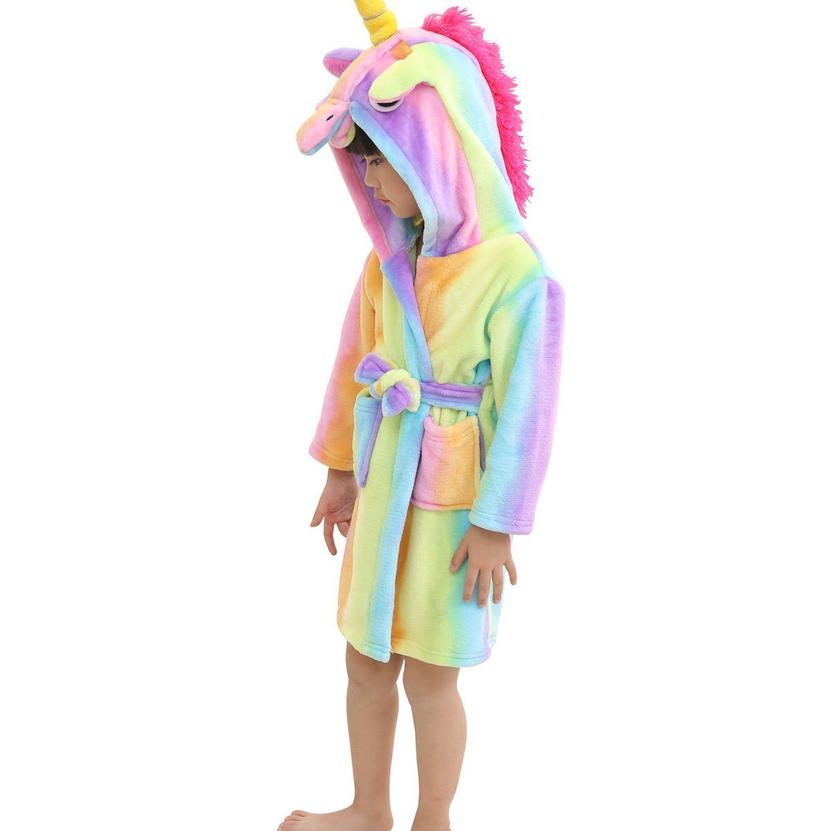 EuHigh-Peignoir-Enfant-Vtements-Confortable-Polaire-Doux-Licorne--Encapuchonn-Vtements-de-Nuit-Cadeau-Unisexe