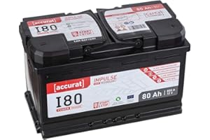 ‎ACCURAT Accurat Impuls I80 AGM Autobatterie - 12V, 80Ah, 800A, zyklenfest, wartungsfrei, 30% mehr Startleistung, Ca-Technologie - Starterbatterie, Blei-Säure Batterie, Akku für Start-Stop & Hybrid Fahrzeuge