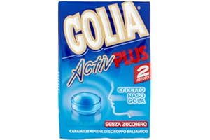 Golia Activ Plus, Caramelle Dure, Gusto Menta, Ripiene di Sciroppo Balsamico, Senza Zucchero, Confenzione da 2 Astucci, da portare Sempre con Te per una Freschezza Balsamica