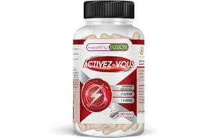 Healthy Fusion Activez-Vous | Caféine + Taurine + Ginseng Sibérien | Augmente l'énergie et améliore la performance cérébrale | Pilules pour l'énergie | Élimine la fatigue et la lassitude | 60 gélules