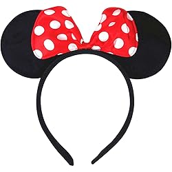 Serre-tête Minnie Mouse Adulte – Oreilles De Souris Noires Avec Nœud Rouge à Pois, Pour Déguisement Ou Cosplay