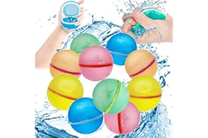 10 Stück Wasserbomben Selbstschließend, Farbenfroh Wasserbomben Wiederverwendbar Pool Wasserbomben Schleuder Selbstdichtende Wasserbomben Wasserspielzeug für Kinder und Erwachsene