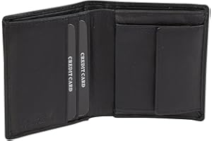 LEAS Bardzo cienki mały portfel dla mężczyzn i kobiet, format pionowy z folią blokującą RFID, prawdziwa skóra, czarny, Czarny, 10x8,5cm