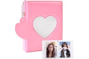 JIAYAUS Kpop Album Fotos Puede Almacenar 32 Hojas, Corazón Rosa Libro de Fotos con Colgante de Corazón Rosa, Mini Moda álbum de Fotos Adecuado para Almacenar Fotos de ídolos, Tarjetas, Pegatinas