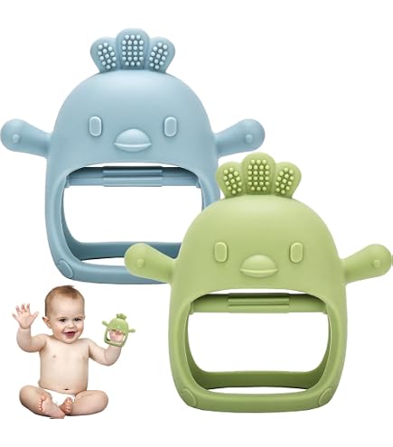 Baby Beißring Handschuhe für Neugeborene 0-6 Monate aus 100% BPA-frei Silikon