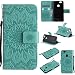 Produktbild Lonchee Huawei Nova Leder Wallet Tasche Brieftasche Schutzhülle , Sonnenblumen geprägten Muster Design Hochwertige PU Leder Folio Tasche Case Hülle im Bookstyle mit Standfunktion Kredit Kartenfächer (grün)
