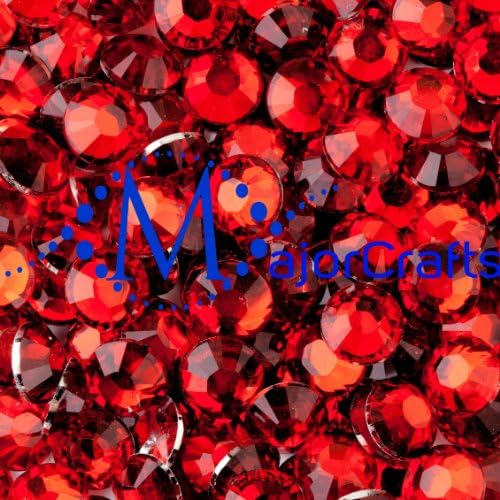 MajorCrafts 1000pcs Red Siam 5mm ss20 Flat Back Round Resin Rhinestones