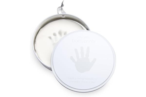 Pearhead My Little Prints Babyprints Keepsake Tin Kit, Baby Girl or Boy Gender Neutral Baby Handprint Impression Keepsake, Grey