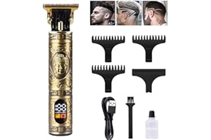‎XINYUNXIN Haarschneider Männer Bartschneider, Haarschneider Pflegeset mit LCD-Bildschirm, kabelloser T-Blattschneider, wiederaufladbarer USB-Herrenrasierer mit 3 Führungskämmen (#2)