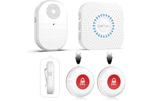 CallToU notrufknopf für senioren，hausnotruf senioren，Notfallklingel für Senioren，Senioren Notruf mit 55 Klingeltöne (2 Sender 2 Empfänger(CCVP))