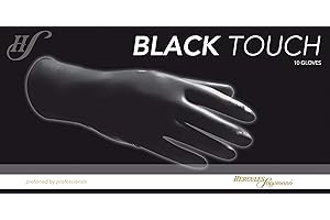‎HERCULES SÄGEMANN Hercules Sägemann - Black Touch M | Schwarze Einweghandschuhe für Friseure | Puderfreie Latexhandschuhe mit extra langem Roll-Rand | Inhalt: 10 Gummihandschuhe Größe M