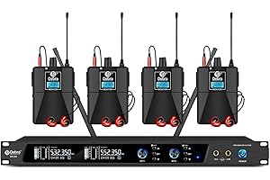 D Debra Audio PRO ER-202 UHF Dual Channel Wireless In Ear Monitorsystem mit Überwachungstyp für Bühne, Receiver für Studio, Gitarre, Bandleistung (4 Bodypack mit Sender)