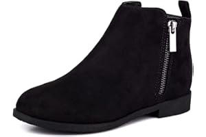 HARVEST LAND Girls Boots Kids Ankle Boots Zipper School Shoes Elegant Big Kid Fashion Winter Boots Zip-up Short Flat Bootie for Junior/Yourth