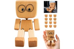 OIXYAZ OIXYA Affascinante piccola figura in legno che ondeggia con 12 espressioni magnetiche, figurina da uomo in legno tremante, simpatica decorazione per cruscotto auto desktop ornamenti