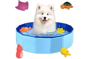 CHSEROK Katzenpool, 50 × 10cm Hundepool Klein, Faltbar Pool für Hunde, mit Wasserspielzeug, Blau Planschbecken für Katzen, für Baden von Kleinen Hunden und Katzen
