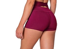 PVUCPOT Pole Dance Tenue avec Taille Arrière Croisé Short Pole Dance Femme Taille Haute Short Sport Femme Push Up Cycliste Femme sans Couture Short Running Femme Short Legging Court Femme de Yoga