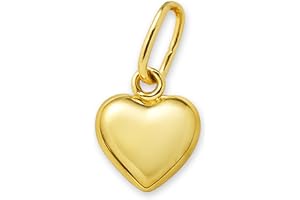 CLEVER SCHMUCK Herz Anhänger Gold 6 mm schlicht und beidseitig gewölbt poliert 333 Gold 8 Karat im Schmucketui creme