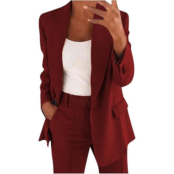 Tailleur Femme 2 Pièces Elegant Slim Fit | Costume Bureau Blazer Pantalon 100% Polyester
