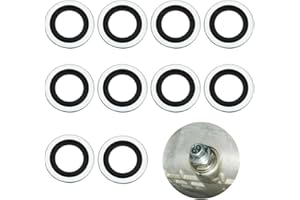 XMSCN Juntas de tapón de drenaje de aceite, 10 juntas de aluminio, junta de tapón de aceite para Peugeot Citroen Renault, accesorios automotrices sustituyen a 110265505R (10 PCS, Talla única)