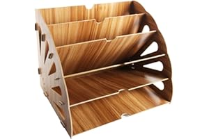 CATEKRO Fan Shaped Wooden Storage Box Frame Finish Storage File Storage Rack Multilayer Information Library A4