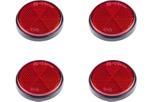 BEIJISTAR 4 x Catarifrangente Autoadesivo Rotondi Rosso, Catarifrangente Posteriore Rotondi Rimorchio, Catarifrangente per Camion Rimorchio RV Caravan