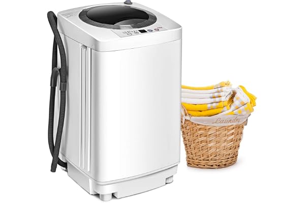 GOPLUS Mini Machine à Laver à Godet Unique, Puissance de 240W, Lave-linge avec Panneau de Commande Multifonction, Capacité de 3,5KG, avec Pompe de Drainage, Idéal pour Appartements Résidentiels