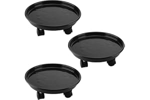 ZEONHEI 3 sztuki, 33 cm, zwijany stojak na rośliny, podstawka na doniczki z rolkami, mobilny wózek na rośliny, okrągły, do roślin wewnątrz i na zewnątrz, nośność 50 kg, czarny