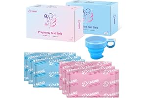 YANZEO Test de embarazo + test de ovulación 50LH + 20HCG – Test ovulacion y embarazo 25 mIU/ml con tiras ovulacion – Vaso plegable incluido para planificar el embarazo