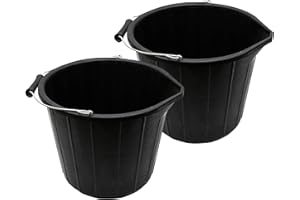 ORION STATIONERY Orion Best House Water Bucket Heavy Duty Builders Bucket 14 Liters Capacity Plastic Buckets with Metal Handle, Ideal For Home, Garden, and Other Work (Pack of 2 pcs)