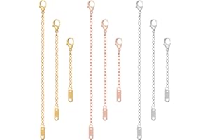 Prasacco, estensori a catena per collane, bracciali e cavigliere, delicati, in acciaio inox, 5/10/15 cm, colore: oro/argento/oro rosa, Metallo