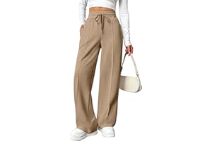 PINSPARK Pantalon de Jogging pour Femme Pantalon de Sport Taille Haute Pantalon de survêtement Large avec Taille élastique Pantalon de Yoga Pantalon d'entraînement