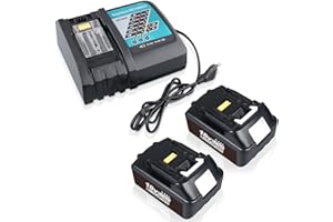 2X 18V 5,5Ah Li-Ion BL1850B Ersatzakku für Makita Akku 18V mit Ladegerät DC18RC 3A mit Ladeanzeige für Makita Akku 14,4V und 18V Werkzeugakku